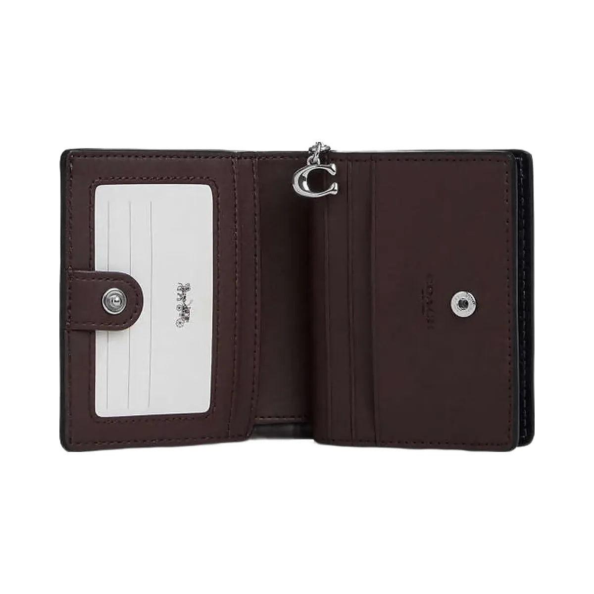 Coach Snap Wallet Pebbled Leather-Silver-Black