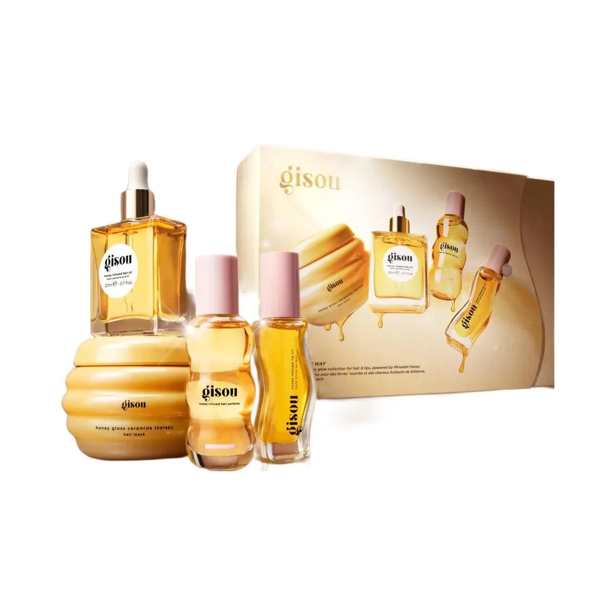 Gisou Glow All The Way Hair and Lip Gift Set