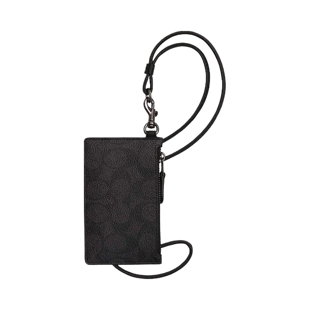 Coach Zip Lanyard Card Case In Signature Canvas Signature Canvas-Gunmetal-Charcoal-Black