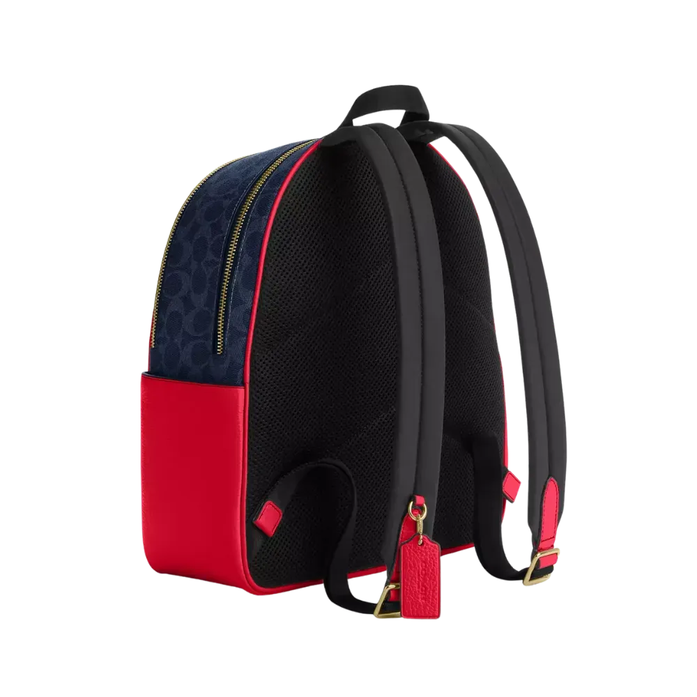 Coach Court Backpack In Signature Canvas Denim Red