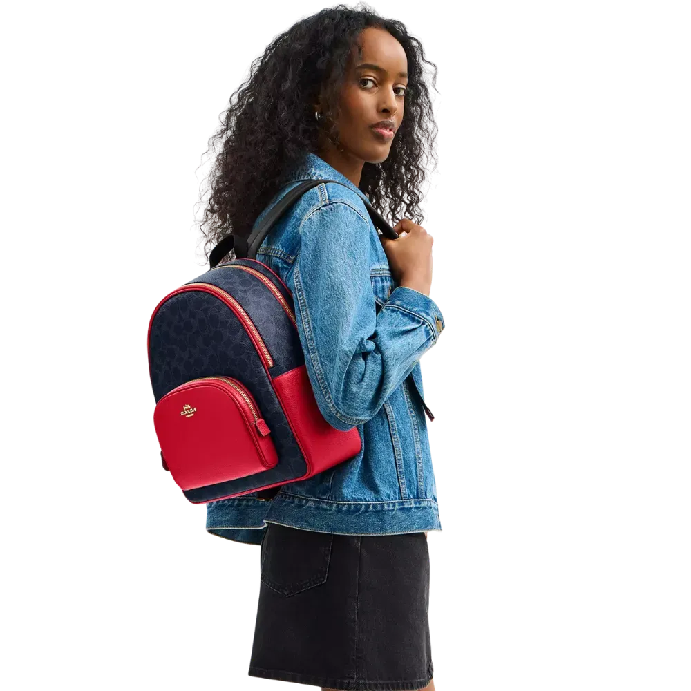 Coach Court Backpack In Signature Canvas Denim Red
