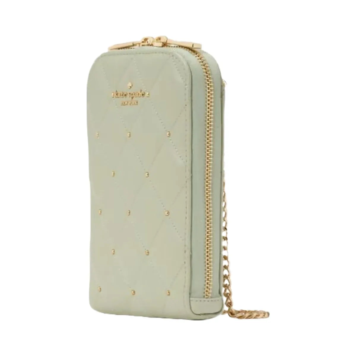 Kate Spade Carey Quilted Studded Phone Chain Crossbody Sage Bundle