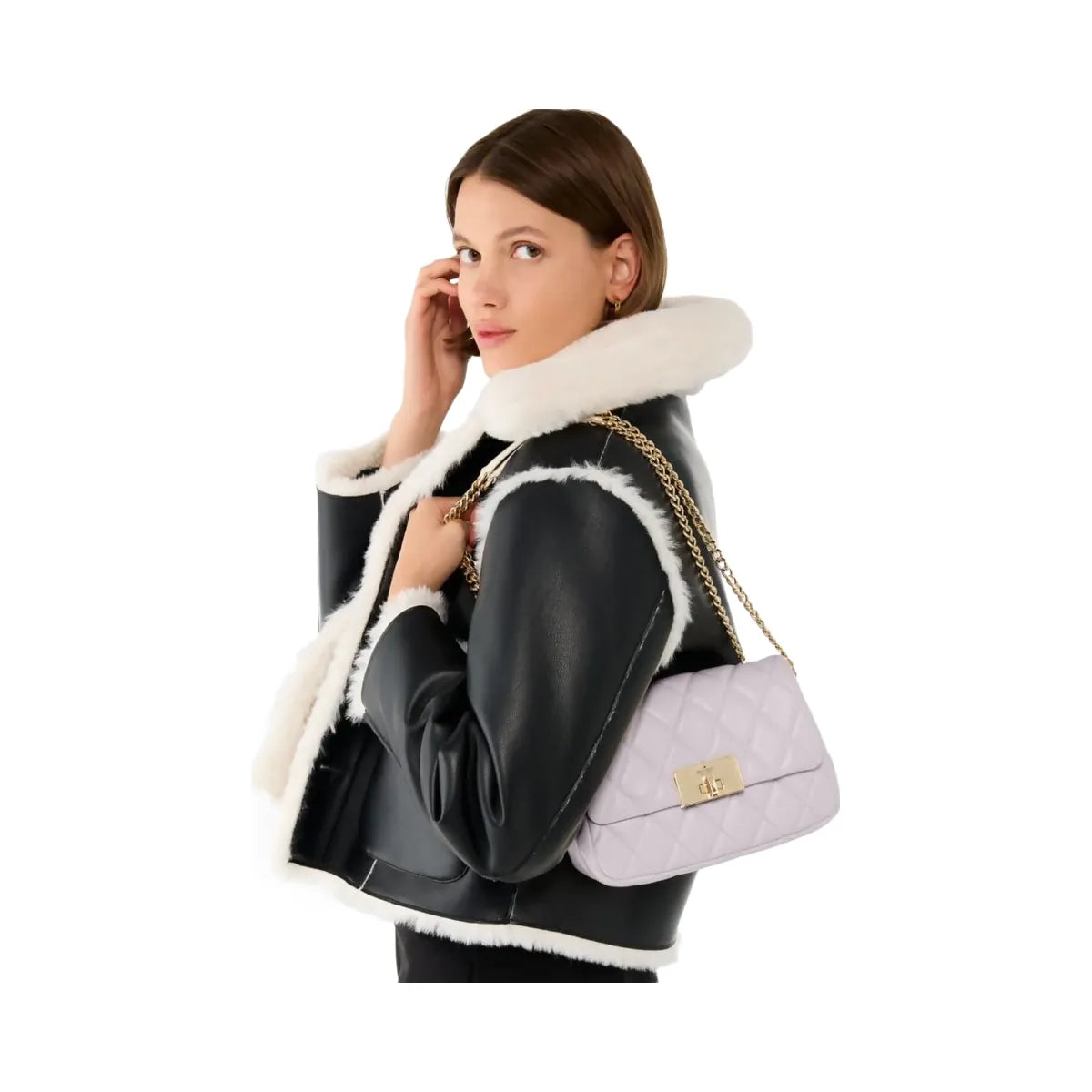 Kate Spade Carey Quilted Small Flap Crossbody Pale Amethyst