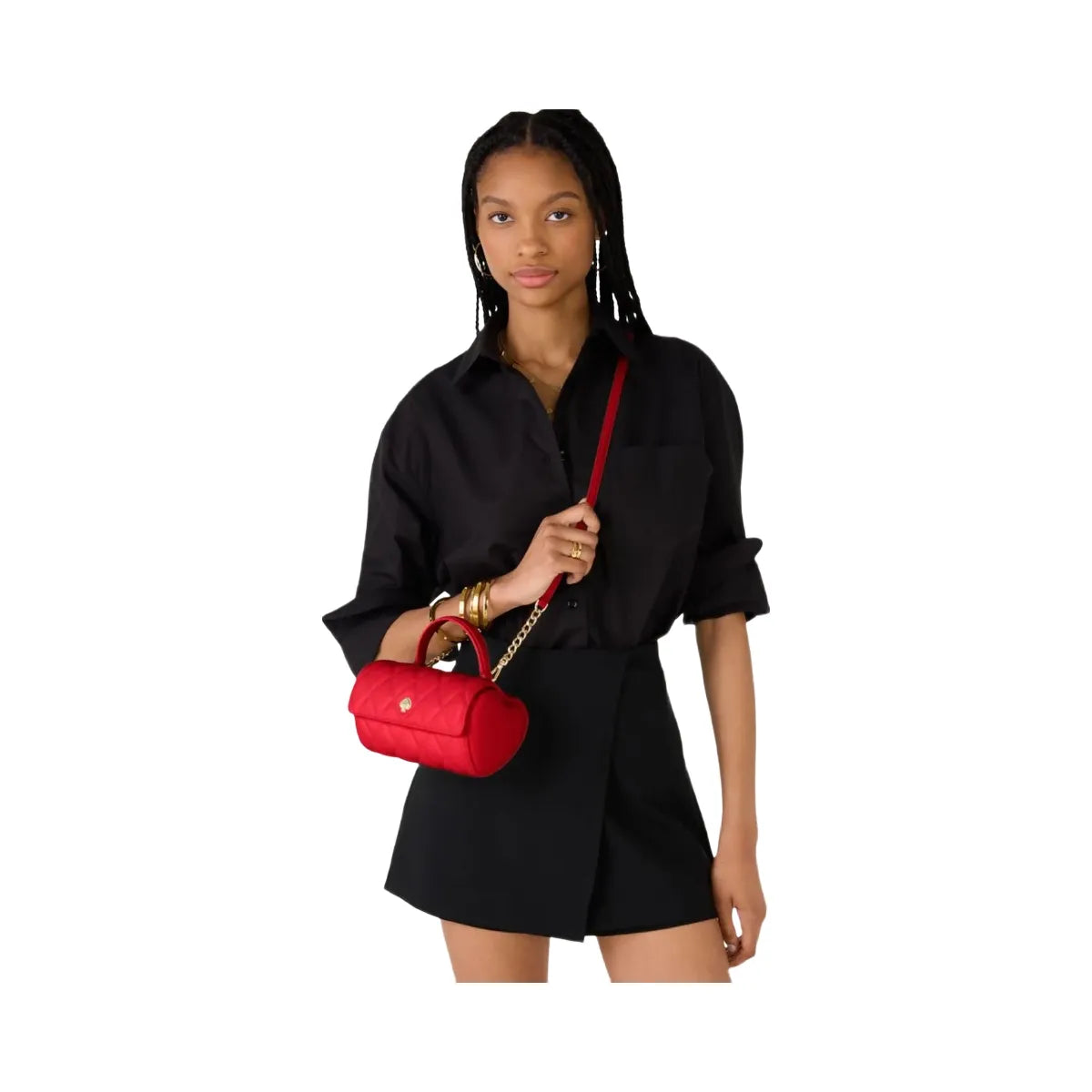 Kate Spade Heart Barrel Quilted Crossbody Ruby Red