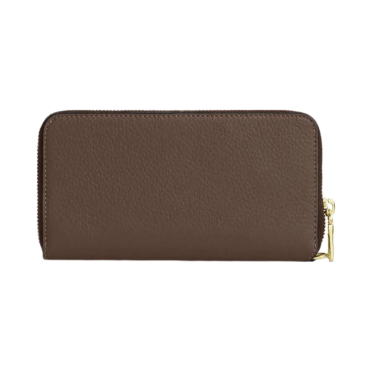 Coach Long Zip Around Wallet With Detachable Card Case Pebbled Leather-Gold-Dark Stone