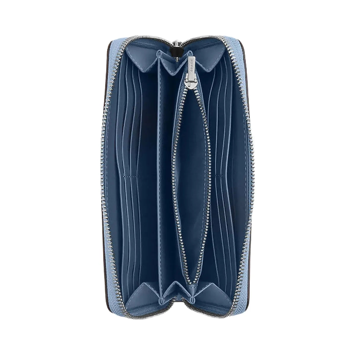 Coach Long Zip Around Wallet Pebbled Leather-Sv-Bluebell