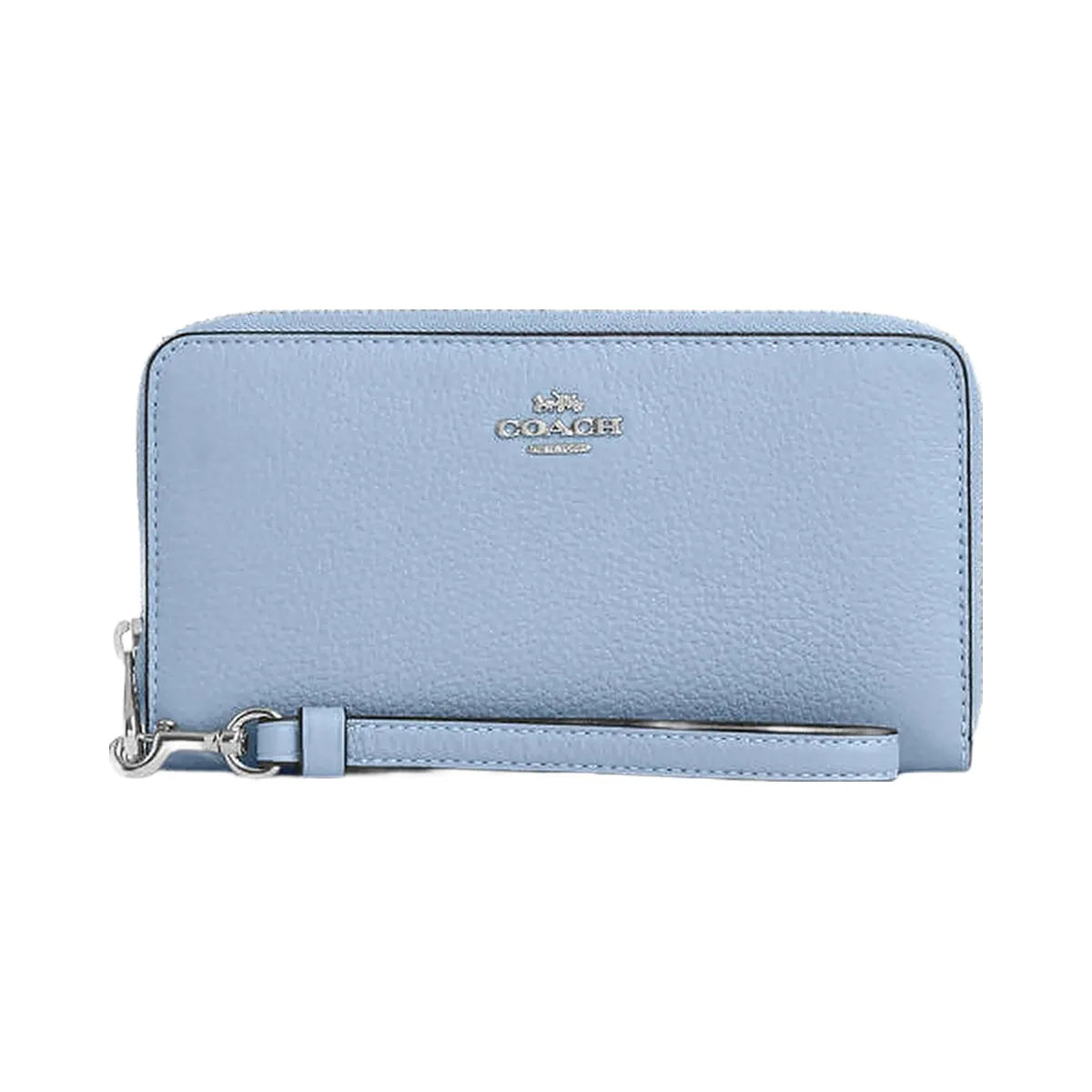 Coach Long Zip Around Wallet Pebbled Leather-Sv-Bluebell