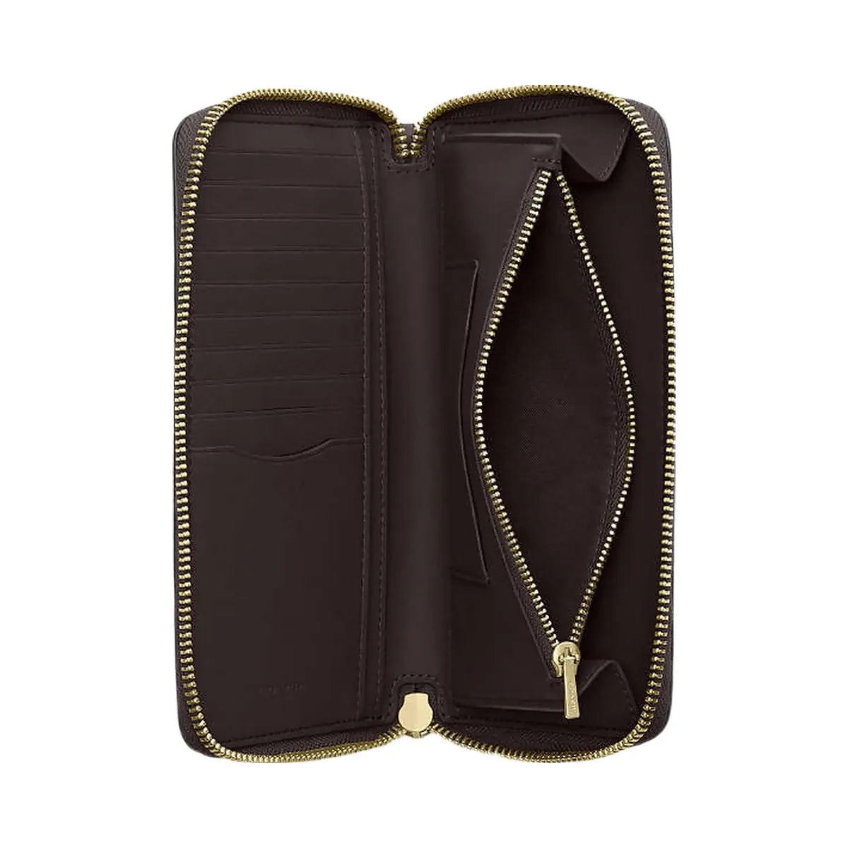 Coach Long Zip Around Wallet With Detachable Card Case In Signature Canvas Signature Canvas-Gold-Walnut-Black