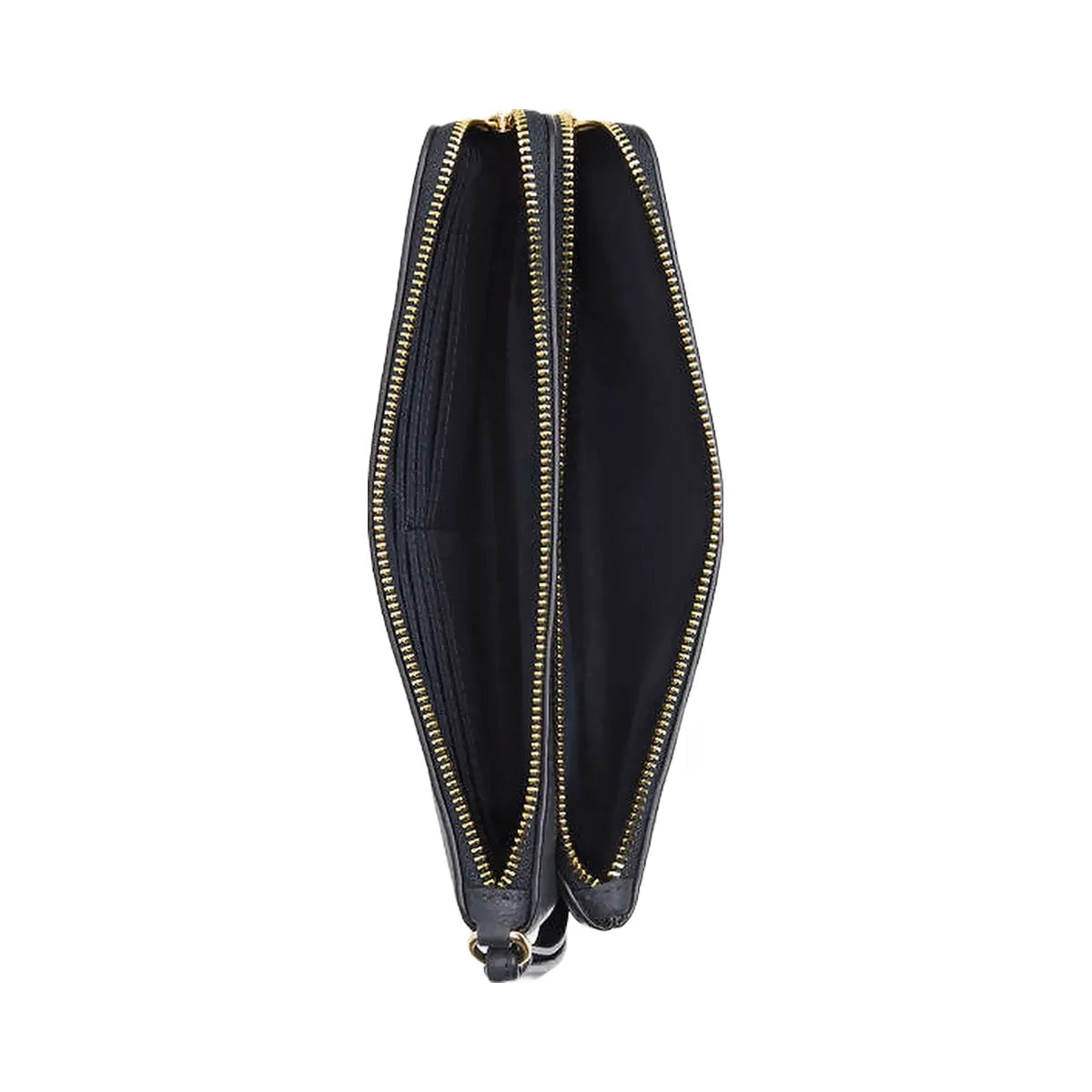 Coach Double Zip Wallet Pebbled Leather-Gold-Midnight
