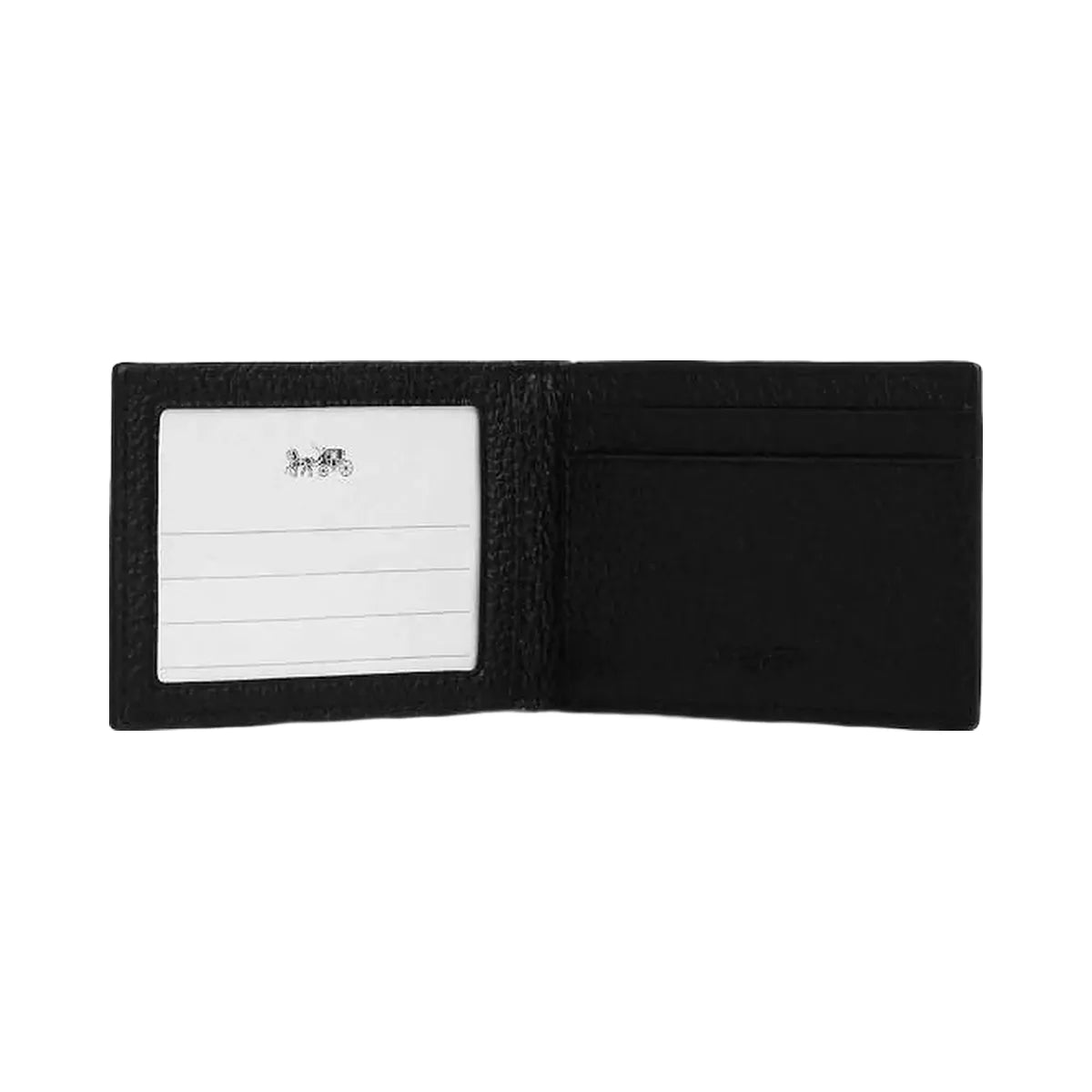 Coach Compact Billfold Wallet Pebbled Leather-Gunmetal-Black