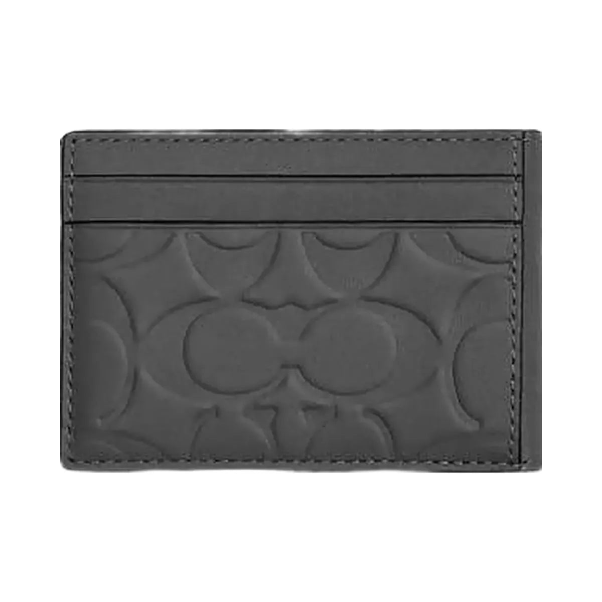 Coach Compact Billfold Wallet In Signature Leather Embossed Leather-Charcoal
