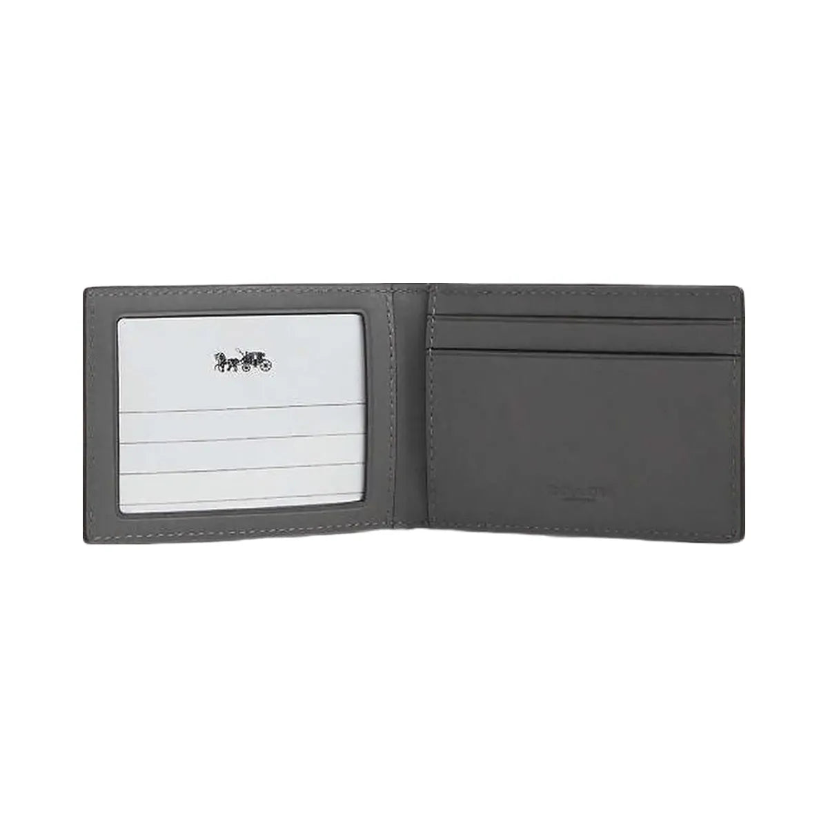 Coach Compact Billfold Wallet In Signature Leather Embossed Leather-Charcoal