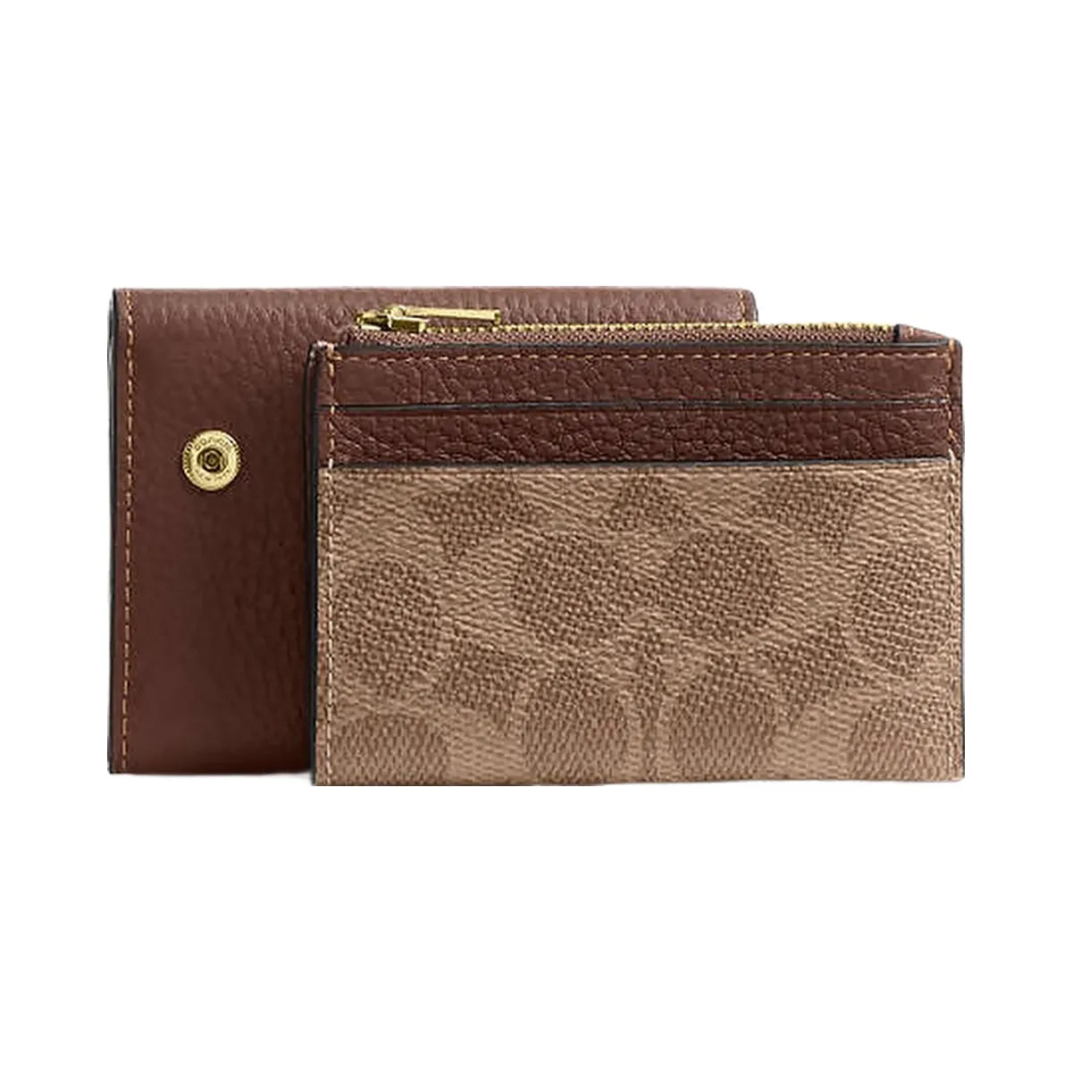 Coach Card Holder Wallet In Signature Canvas Signature Canvas-Gold-Tan-Brown