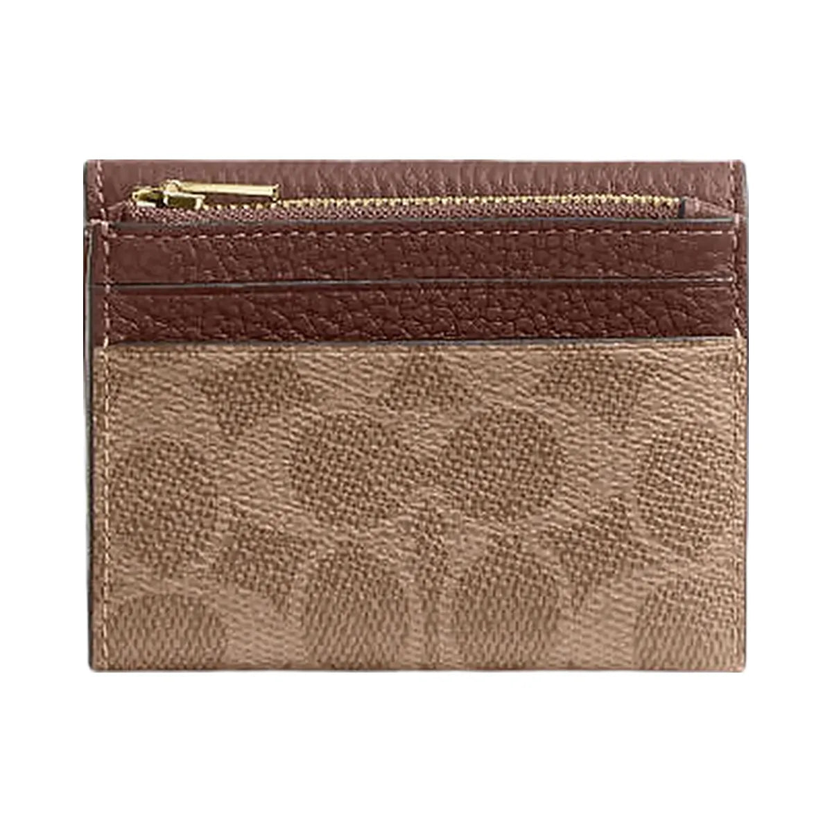 Coach Card Holder Wallet In Signature Canvas Signature Canvas-Gold-Tan-Brown
