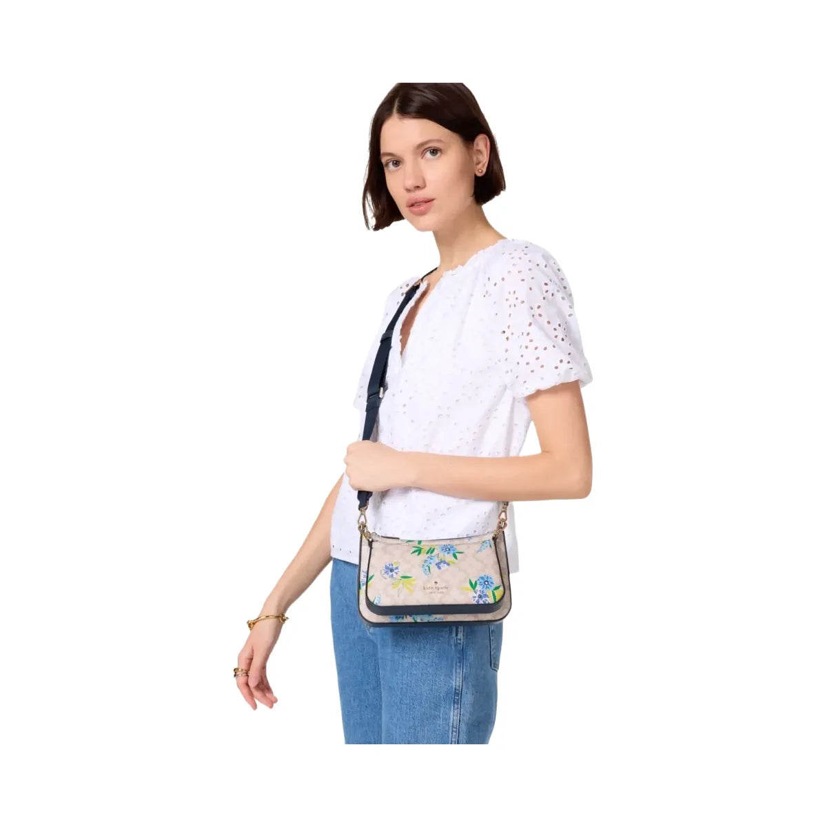 Kate Spade Duet Spade Flower Floral Crossbody Blazer Blue Multi