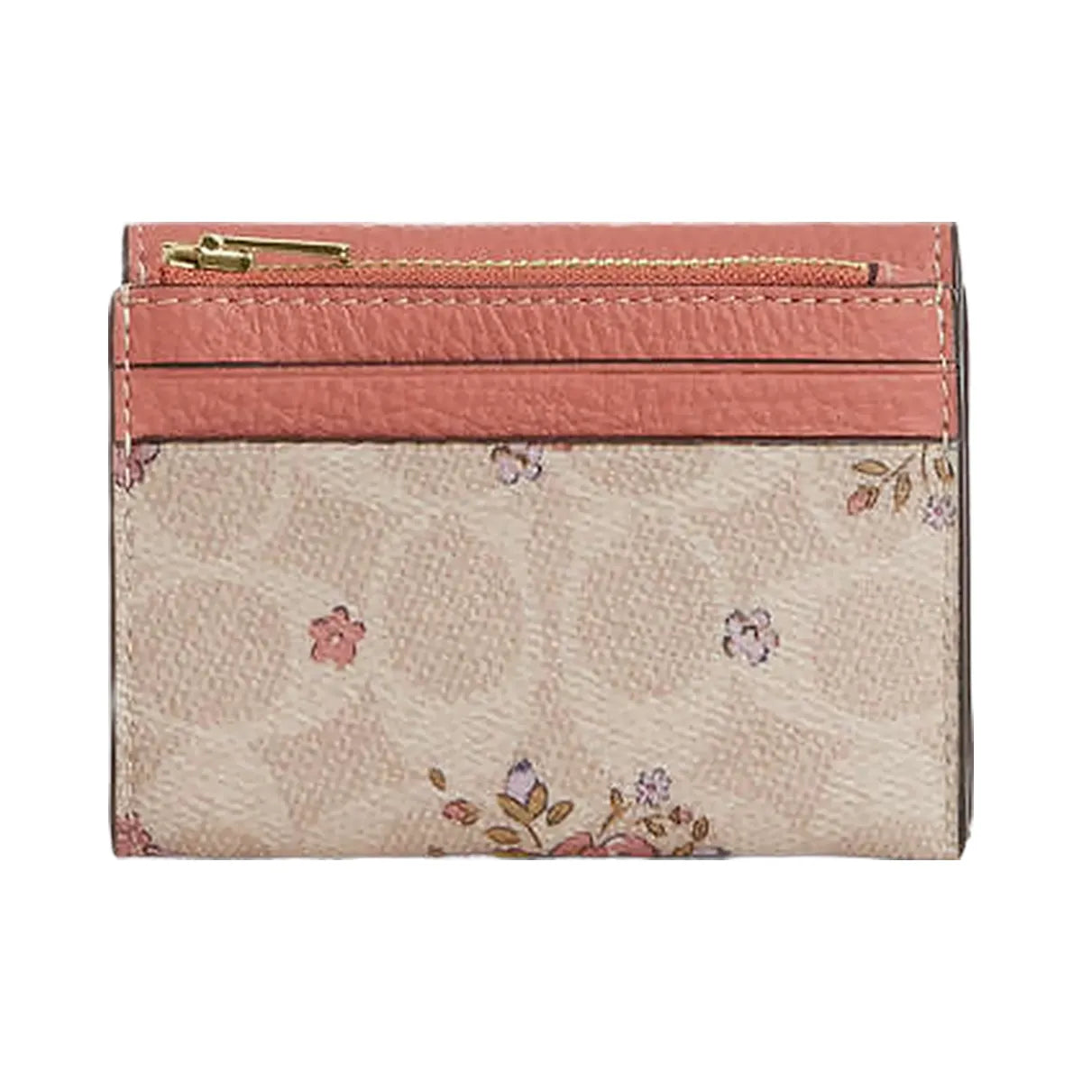 Coach Card Holder Wallet In Signature Canvas With Floral Print Gold-Sand Multi