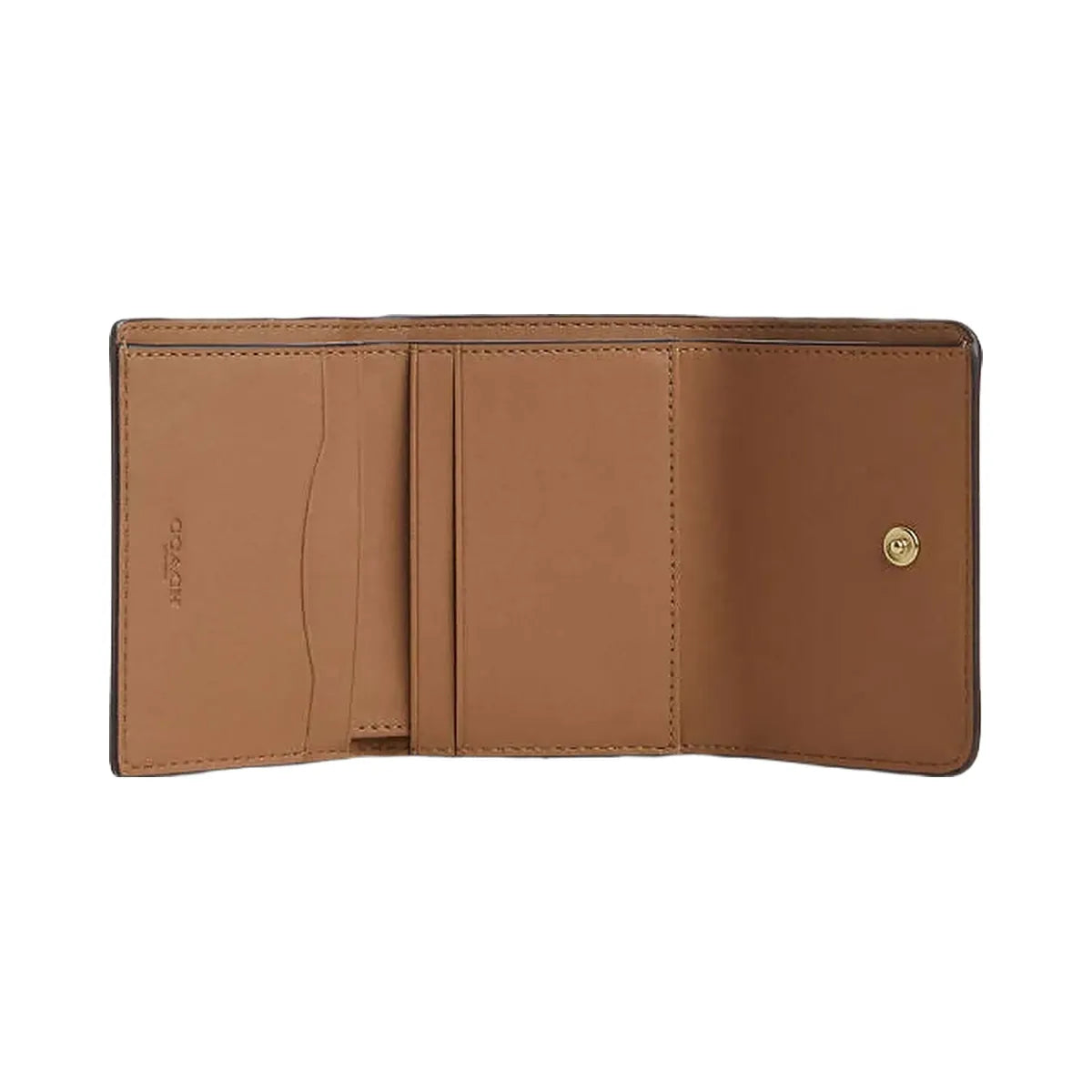Coach Card Holder Wallet In Signature Canvas With Floral Print Gold-Sand Multi