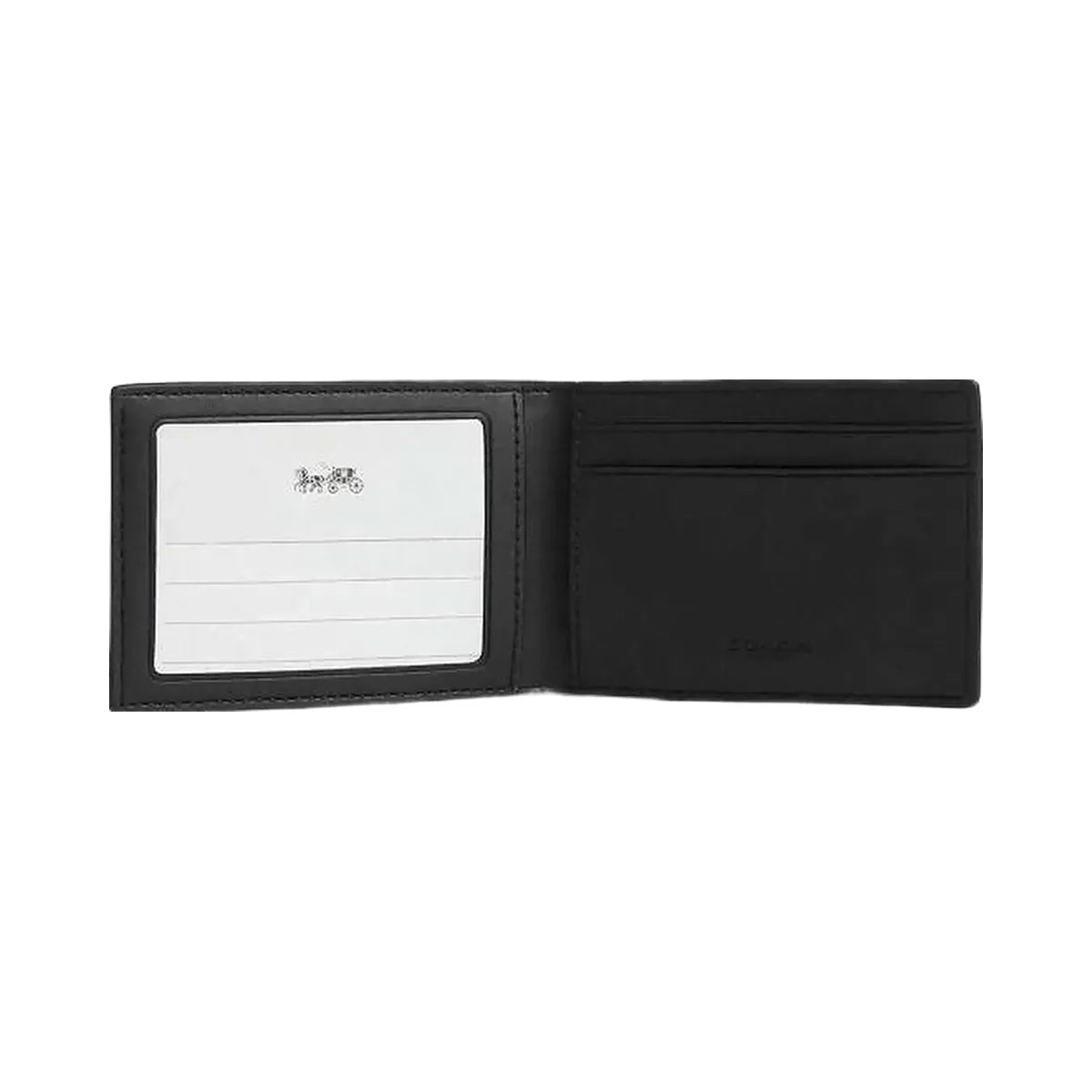 Coach Compact Billfold Wallet In Signature Canvas Signature Canvas-Charcoal-Black