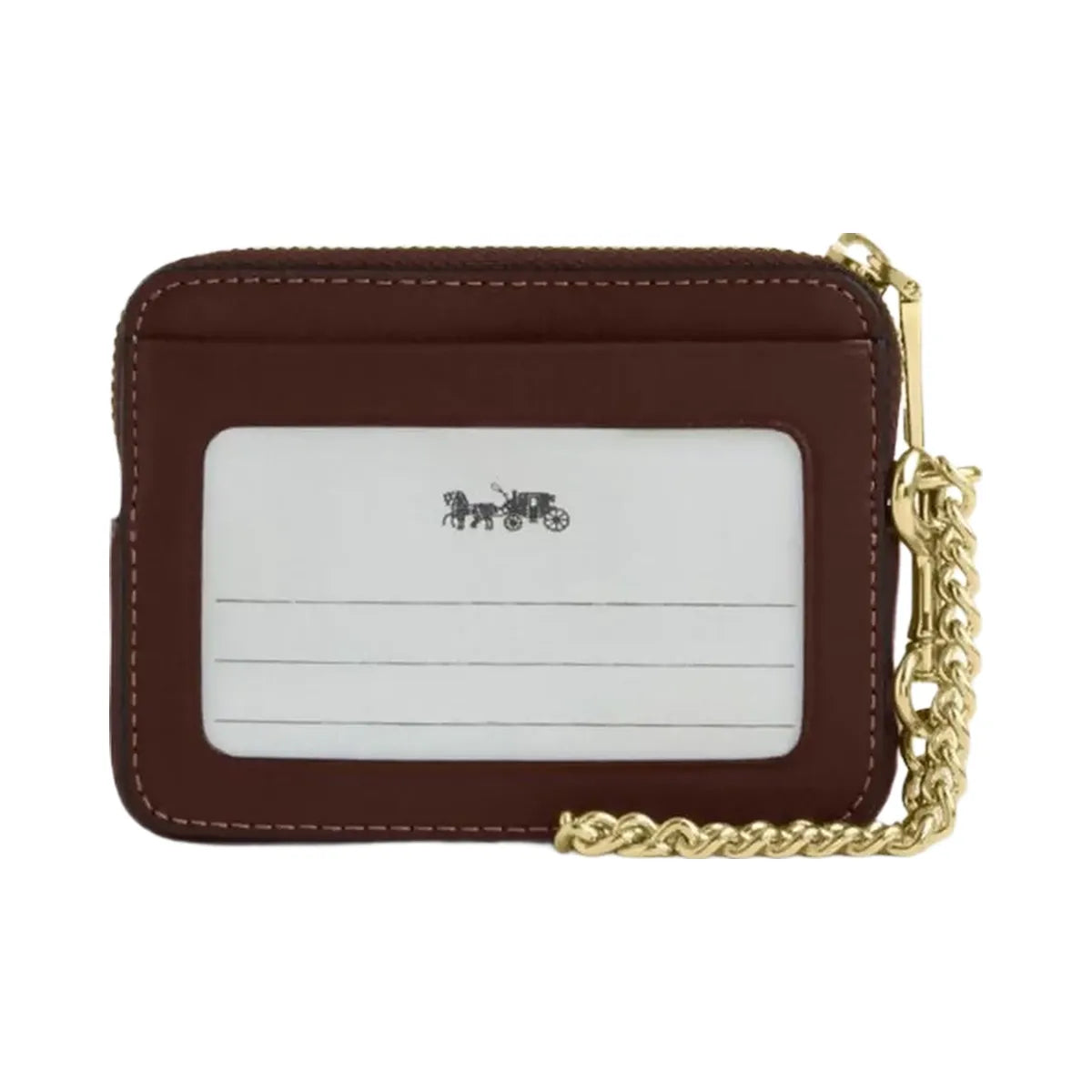Coach Zip Card Case Calf Leather-Gold-Maple