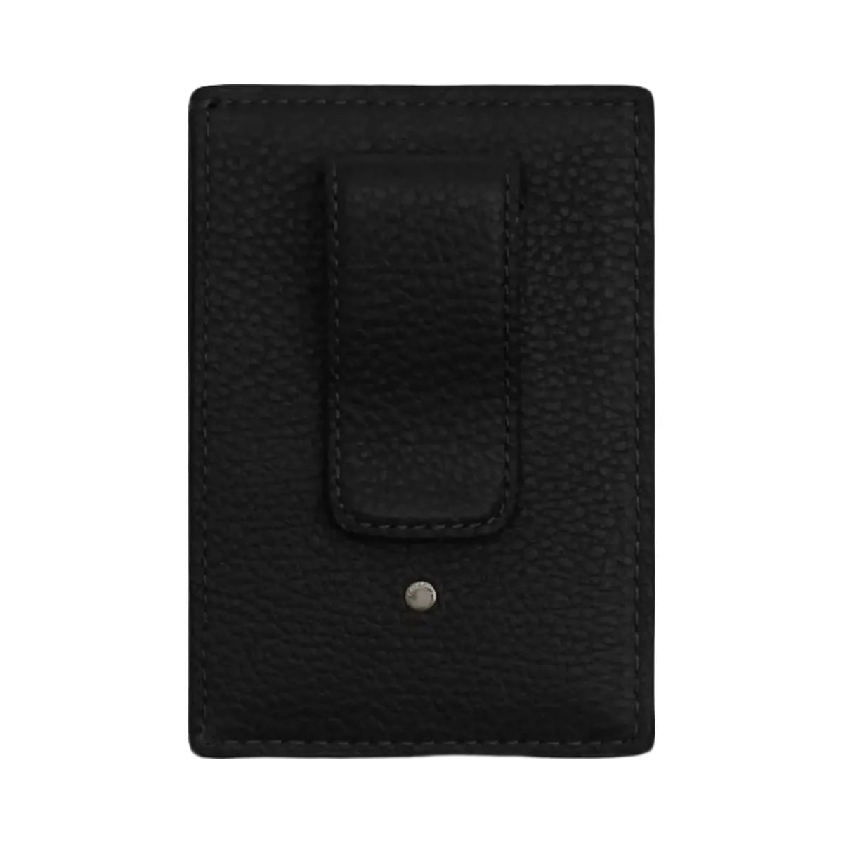 Coach Card Case With Money Clip Pebbled Leather-Gunmetal-Black
