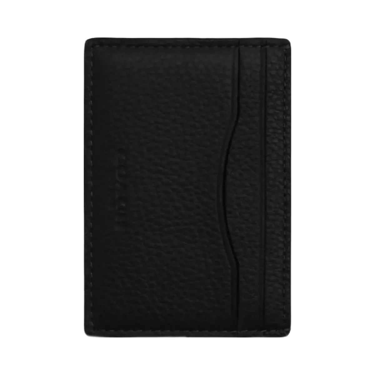 Coach Card Case With Money Clip Pebbled Leather-Gunmetal-Black