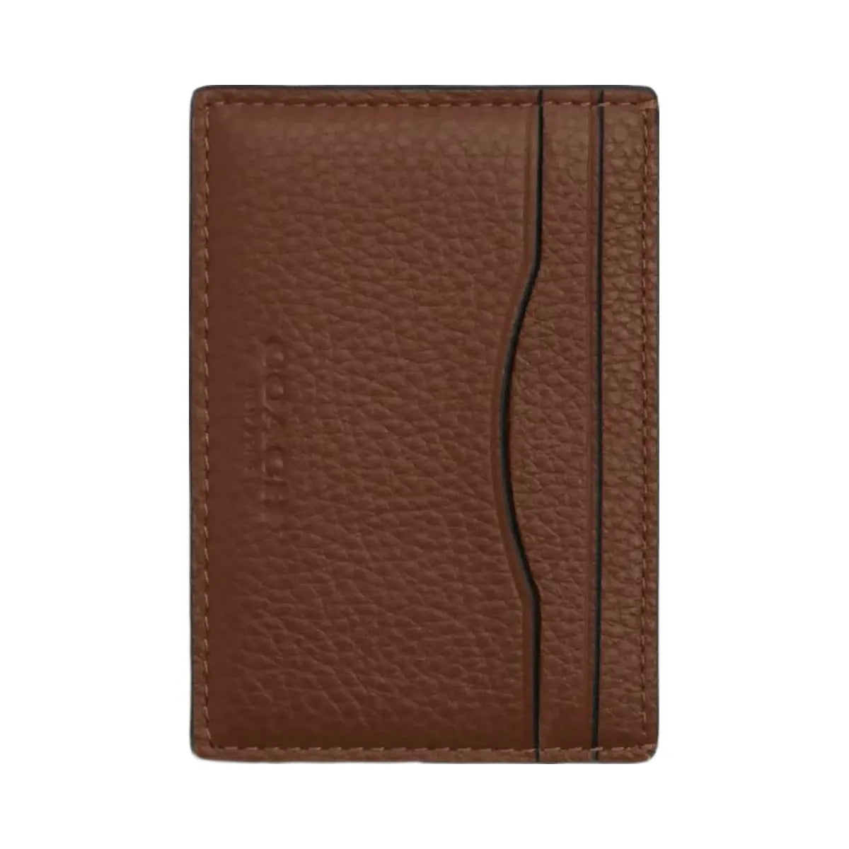 Coach Card Case With Money Clip Pebbled Leather-Gunmetal-Saddle