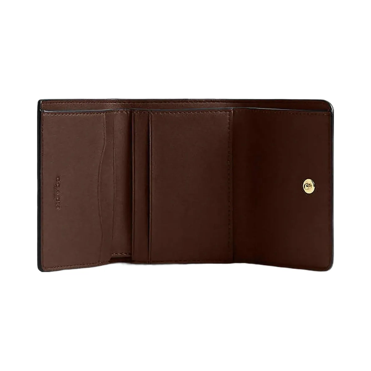 Coach Card Holder Wallet In Blocked Signature Canvas Signature Canvas-Gold-Walnut-Tan