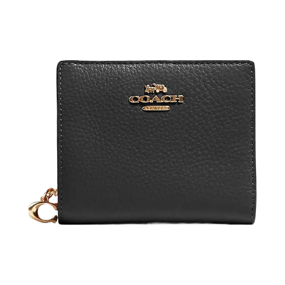 Coach Snap Wallet Pebbled Leather-Gold-Black