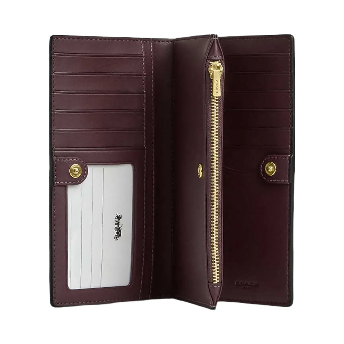 Coach Slim Zip Wallet In Signature Canvas Signature Canvas-Im-Black Currant