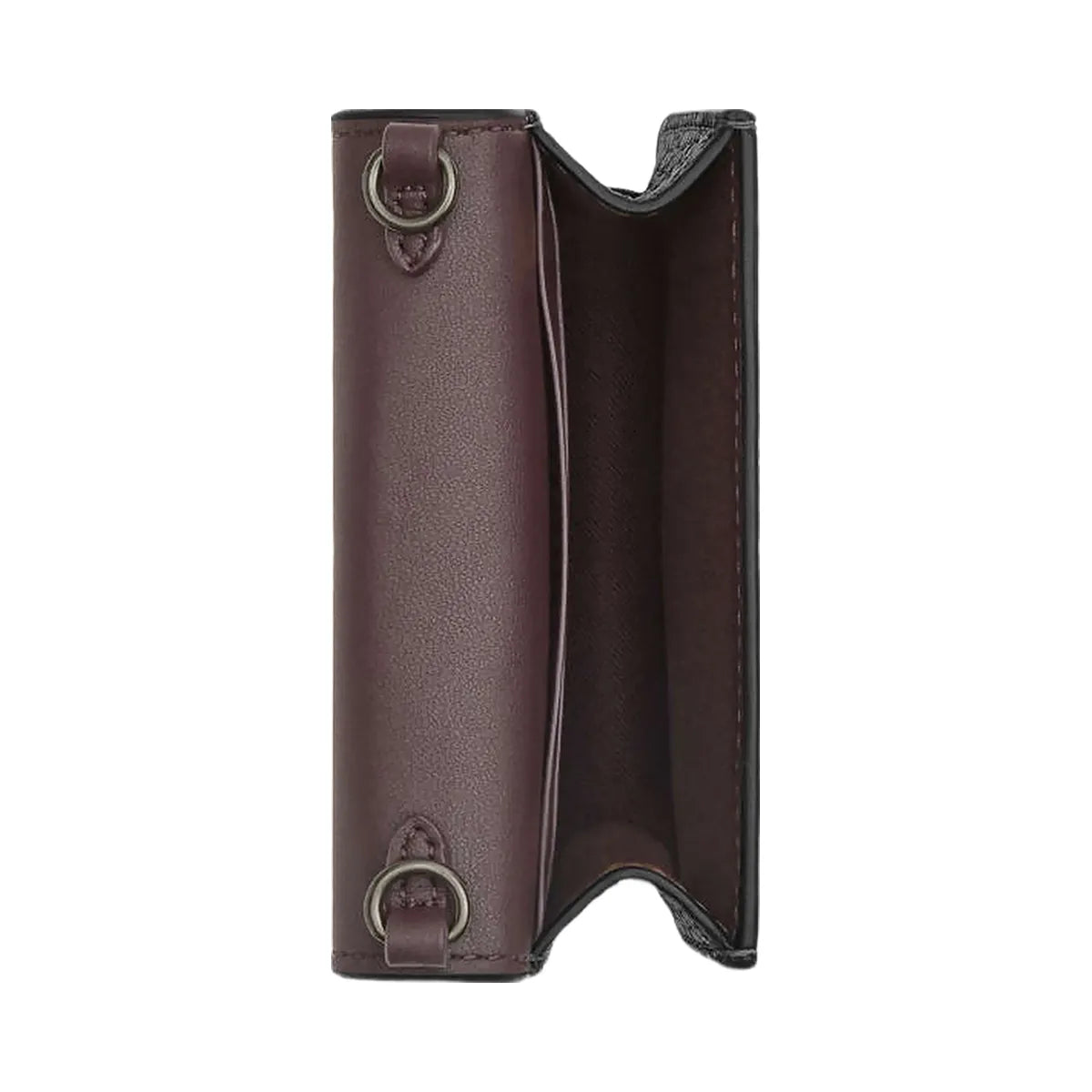 Coach Mini Wallet On A Chain With Rivets Pebbled Leather-Gunmetal-Black Multi