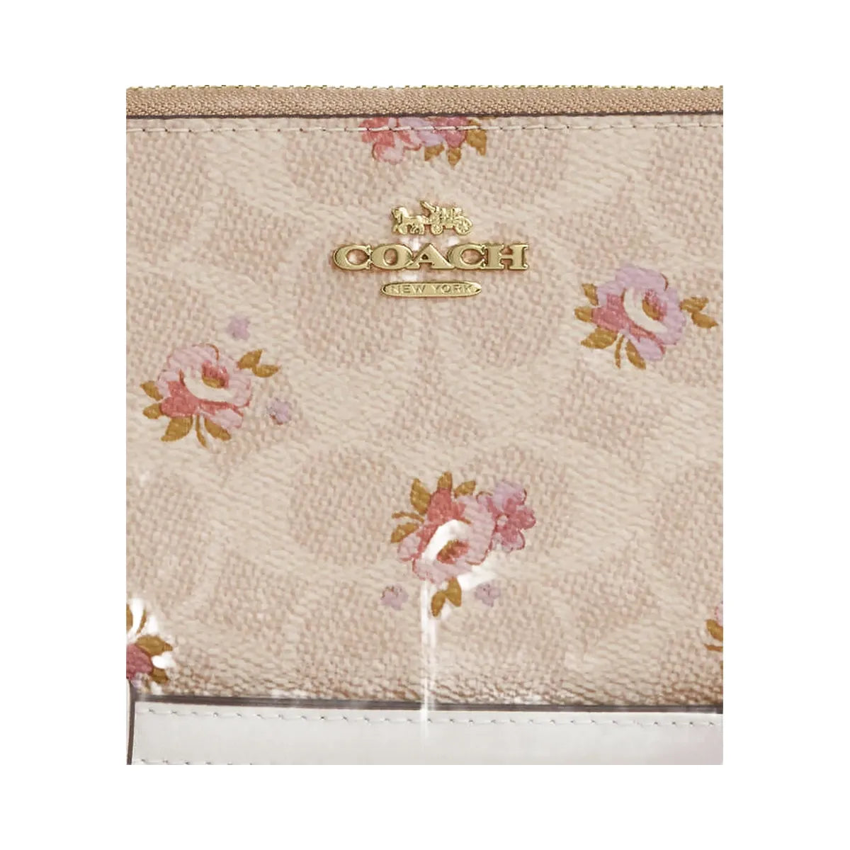 Coach Long Zip Around Wallet In Signature Canvas With Floral Print Gold-Sand Multi