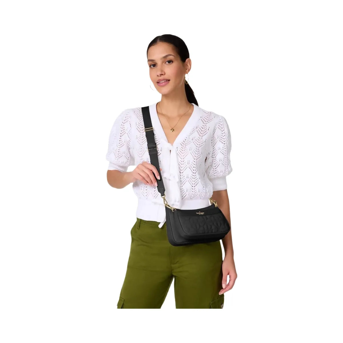 Kate Spade Duet Quilted Fabric Small Crossbody Black