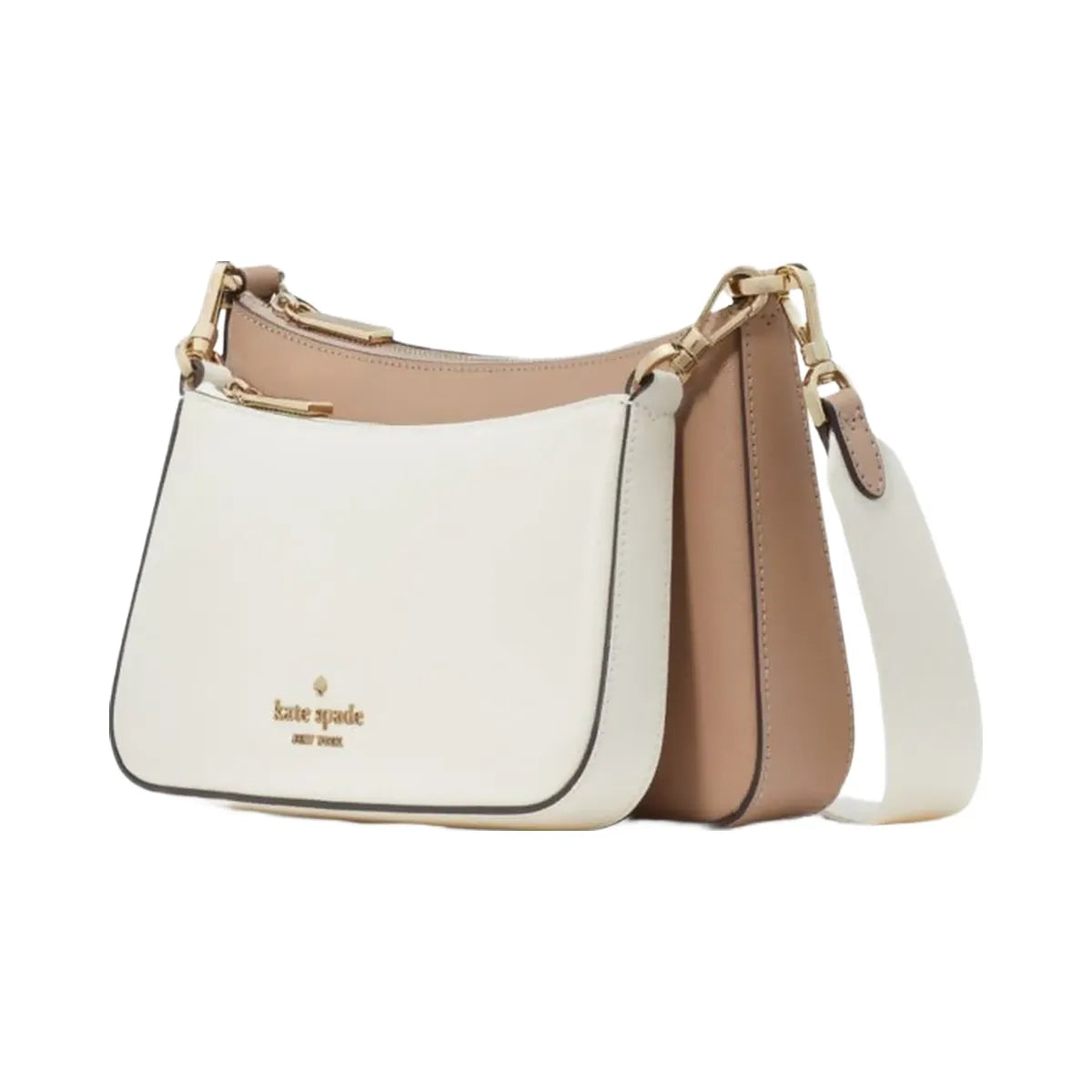 Kate Spade Duet Colorblock Saffiano Leather Small Crossbody Toasted Hazelnut Multi