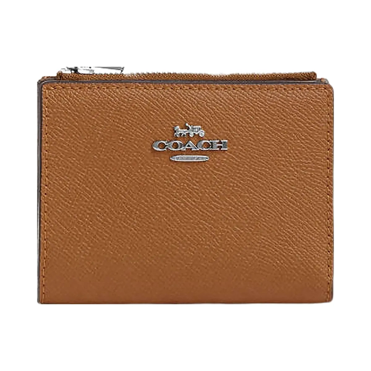 Coach Bifold Wallet Crossgrain Leather-Silver-Light Saddle