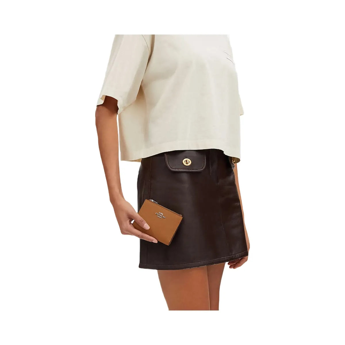 Coach Bifold Wallet Crossgrain Leather-Silver-Light Saddle