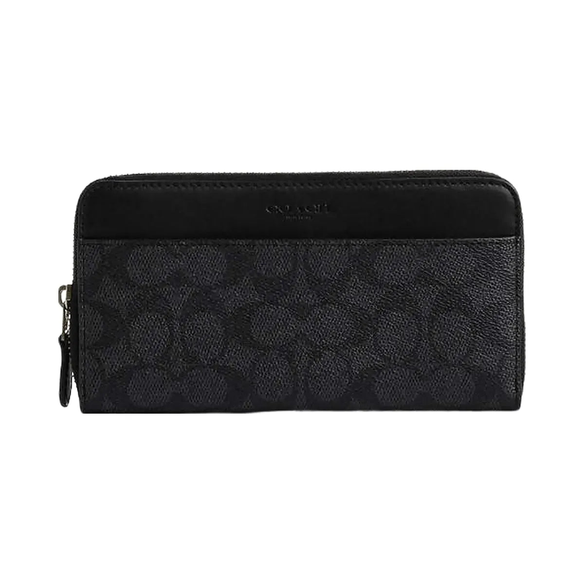 Coach Accordion Wallet In Signature Canvas Signature Canvas-Gunmetal-Charcoal-Black