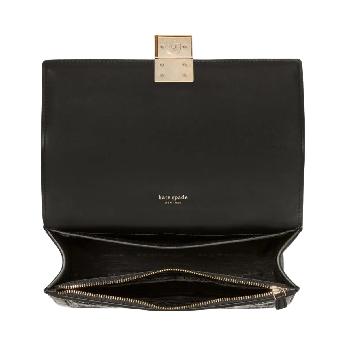 Kate Spade Deco Plaid Tweed Chain Shoulder Bag Black Multi