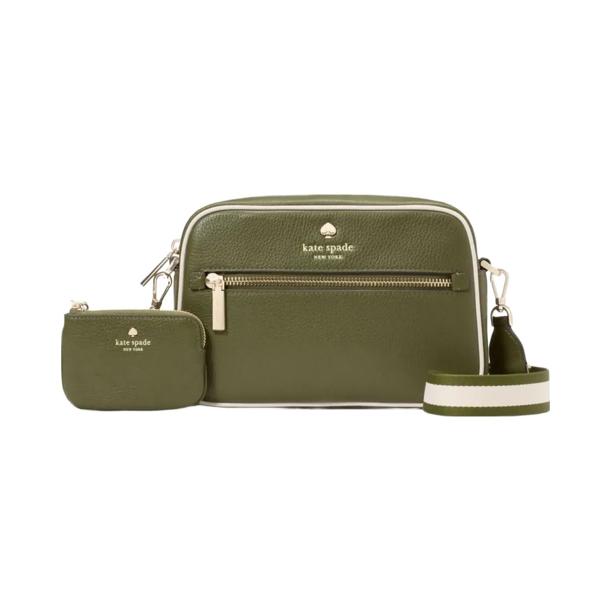 Kate Spade Emma Colorblock Pebbled Leather Large Crossbody Enchanted Green Multi