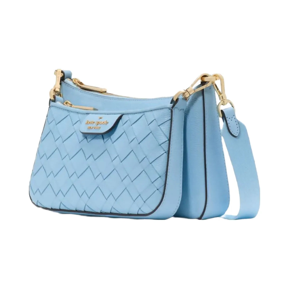 Kate Spade Duet Woven Leather Crossbody Montauk Blue
