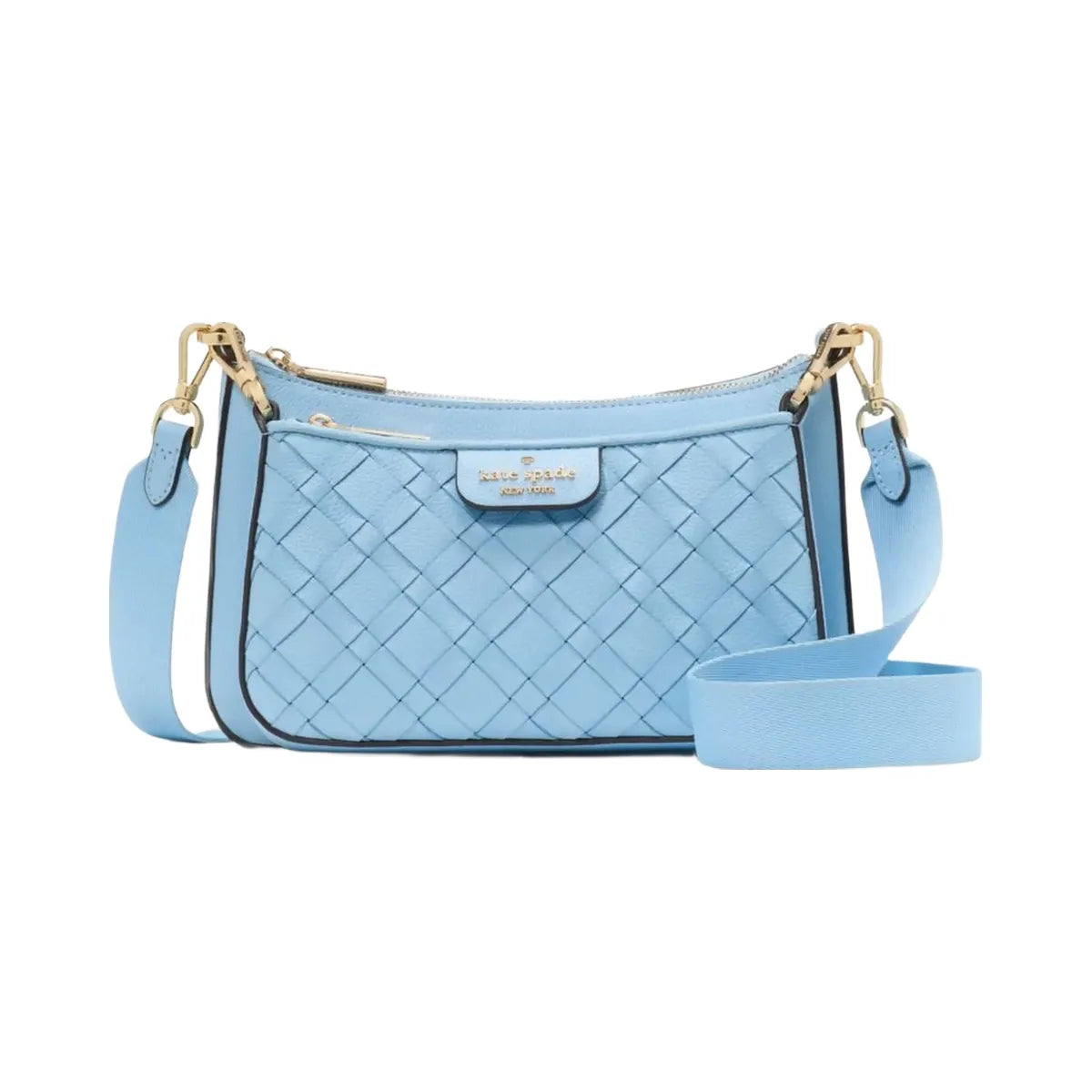 Kate Spade Duet Woven Leather Crossbody Montauk Blue