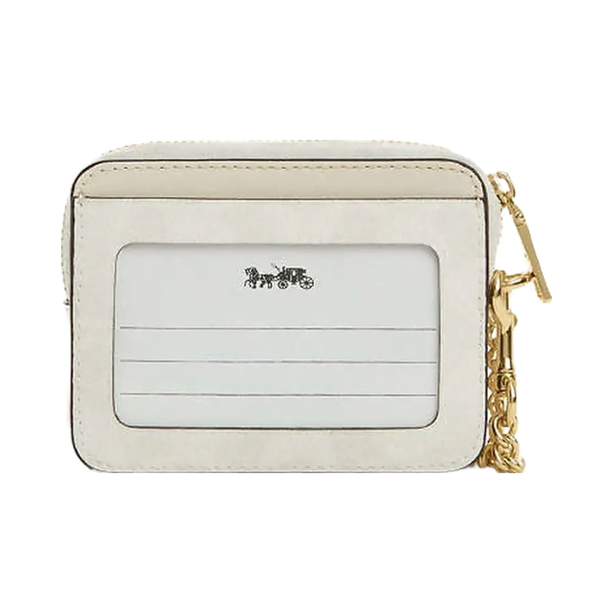 Coach Zip Card Case In Signature Canvas Signature Canvas-Gold-White-Chalk