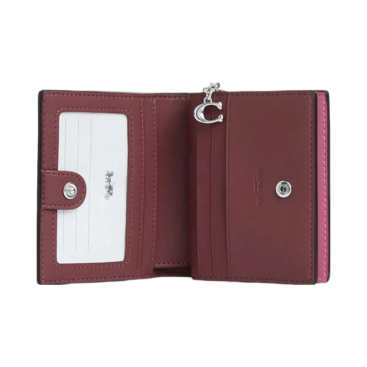 Coach Snap Wallet With Floral Print Silver-Pink Multi