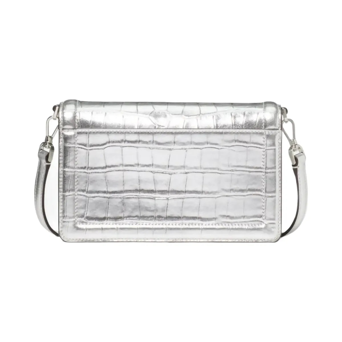 Kate Spade Knott Croc Embossed Mini Flap Crossbody Silver