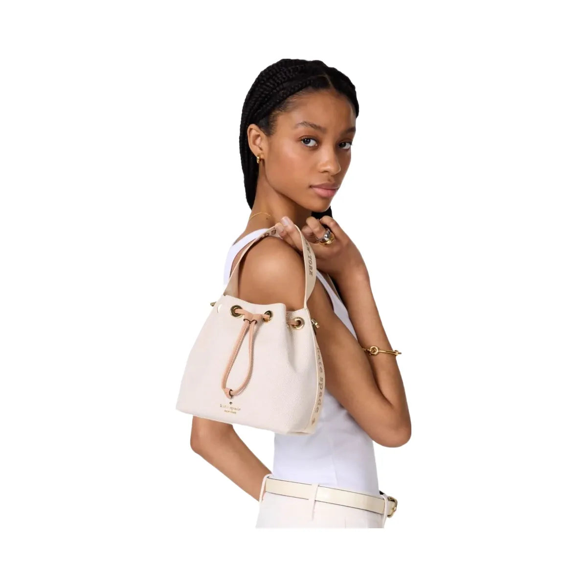 Kate Spade Kip Canvas Bucket Bag Light Fawn Multi