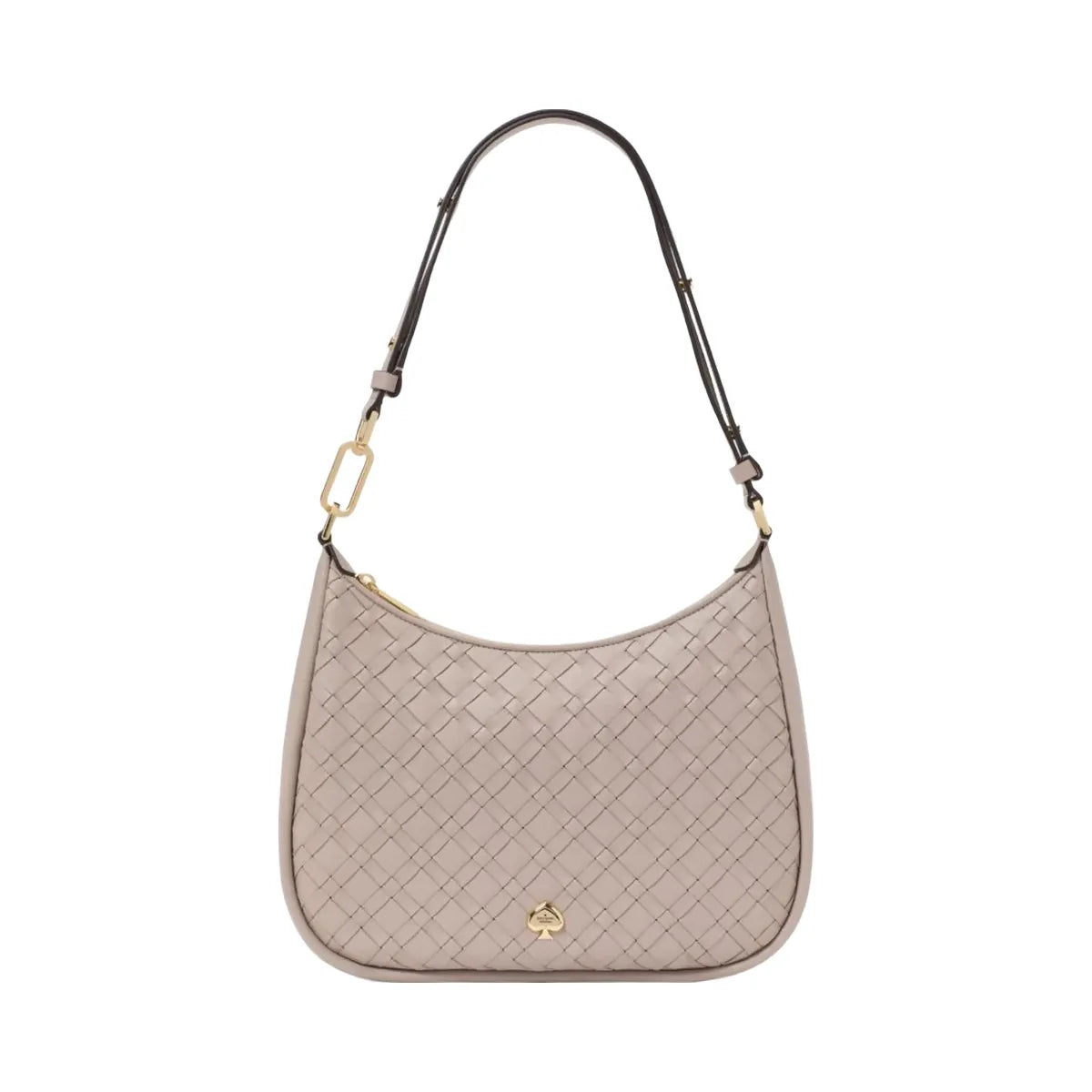 Kate Spade Kayla Woven Leather Large Shoulder Bag Cozy Grey