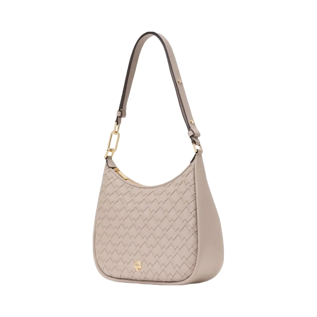 Kate Spade Kayla Woven Leather Large Shoulder Bag Cozy Grey