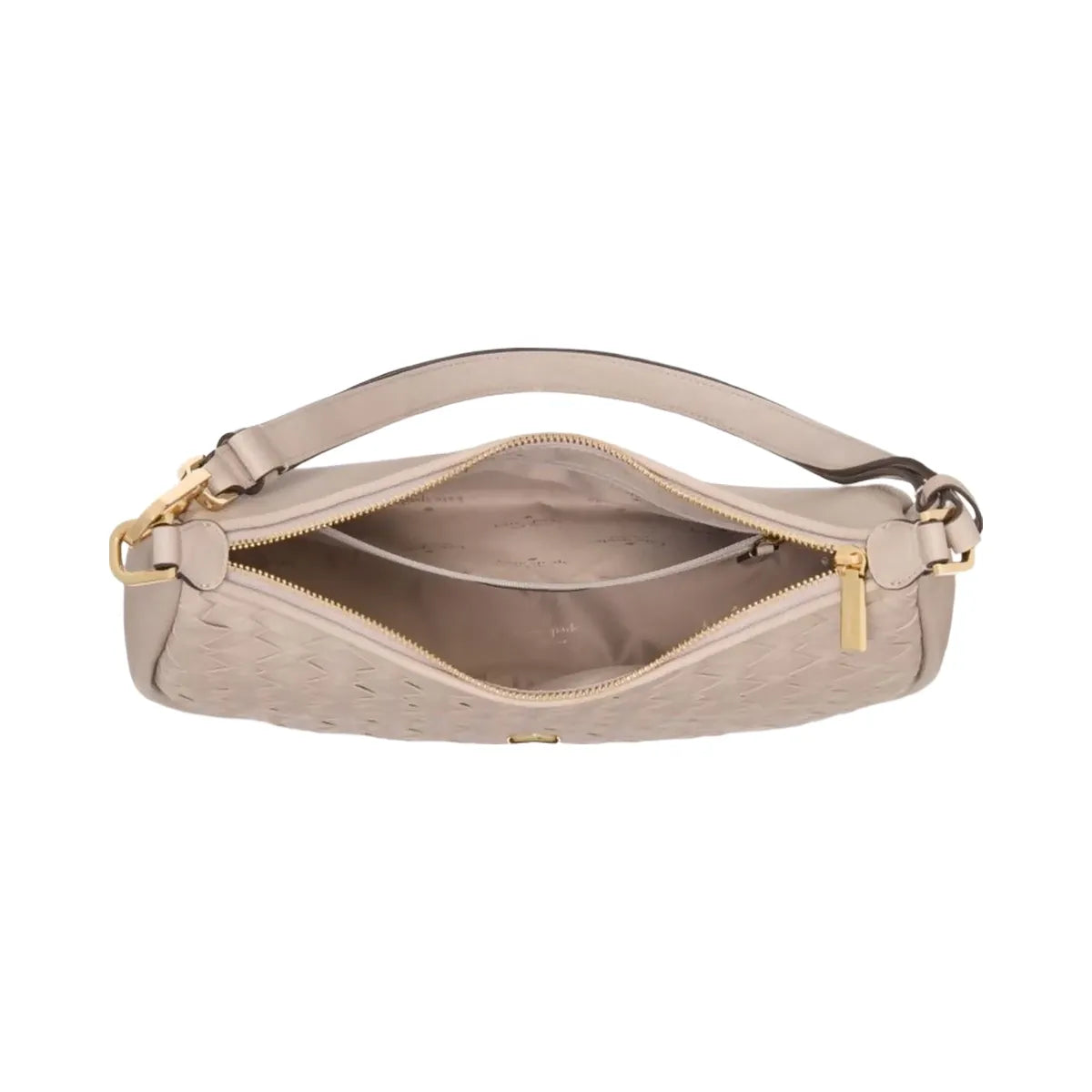 Kate Spade Kayla Woven Leather Large Shoulder Bag Cozy Grey