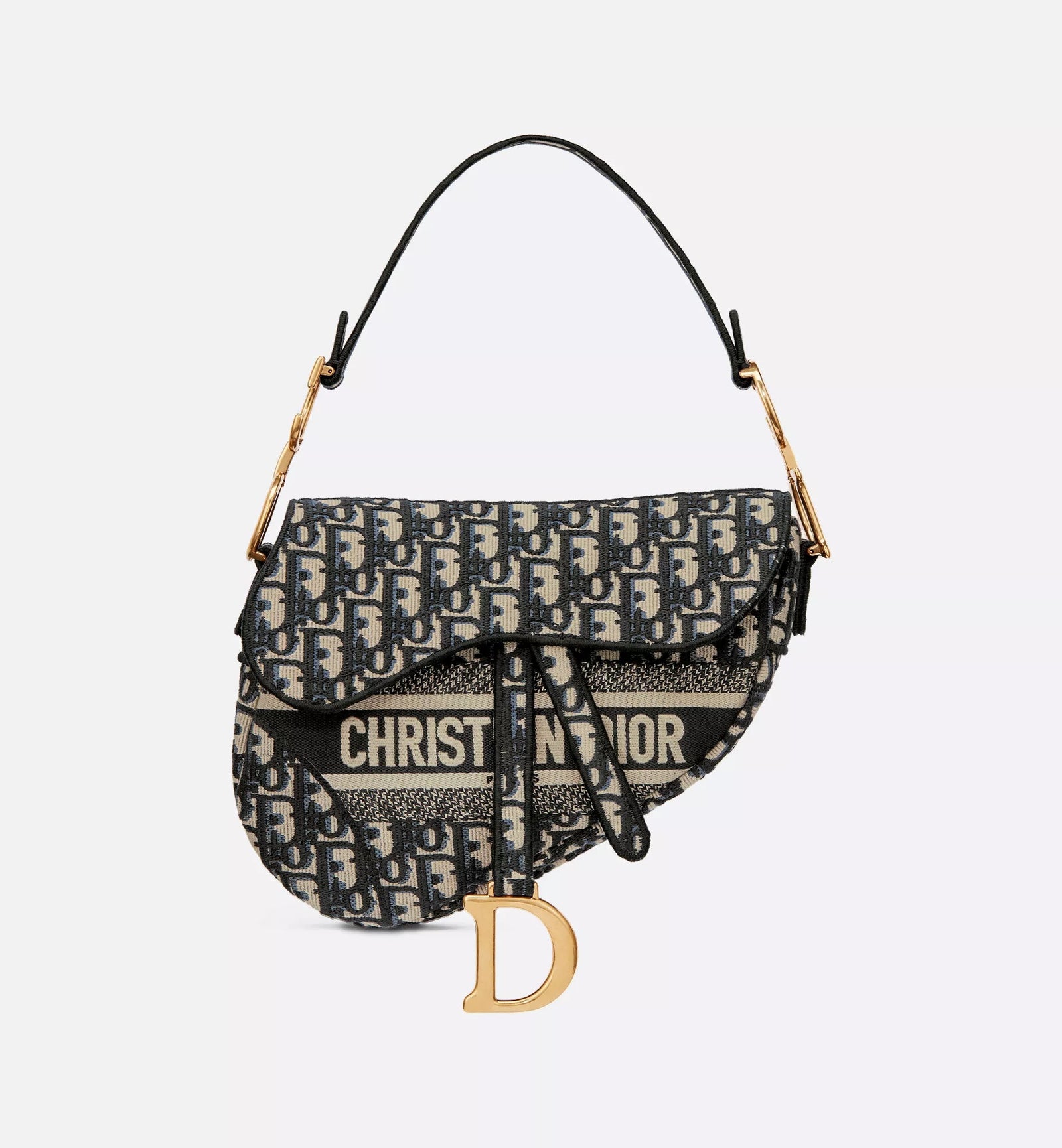 Saddle bag Blue Dior Oblique embroidery
