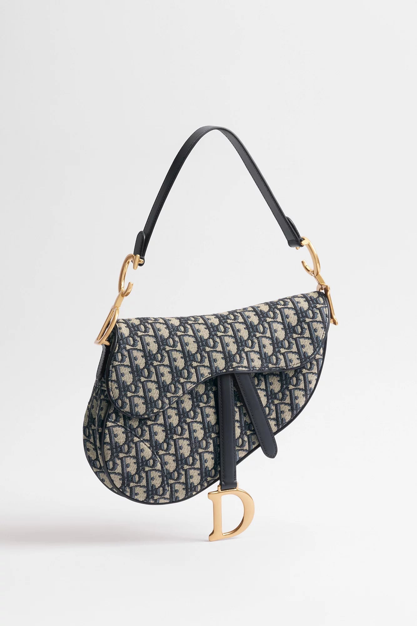 Saddle bag Blue Dior Oblique embroidery