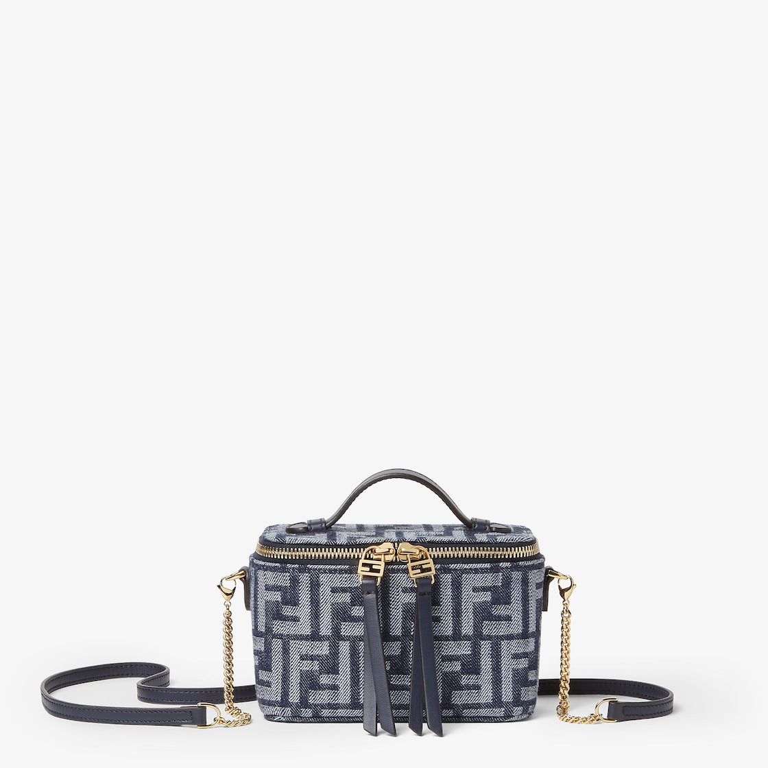 Fendi Vanity Dark blue denim-effect FF jacquard mini-bag